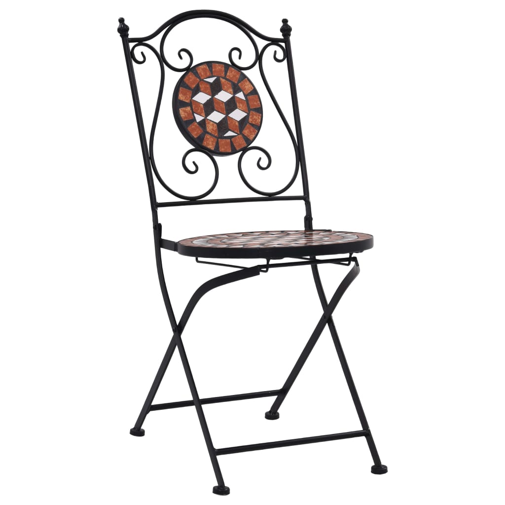3-dijelni mozaični bistro set s keramičkim pločicama boje cigle