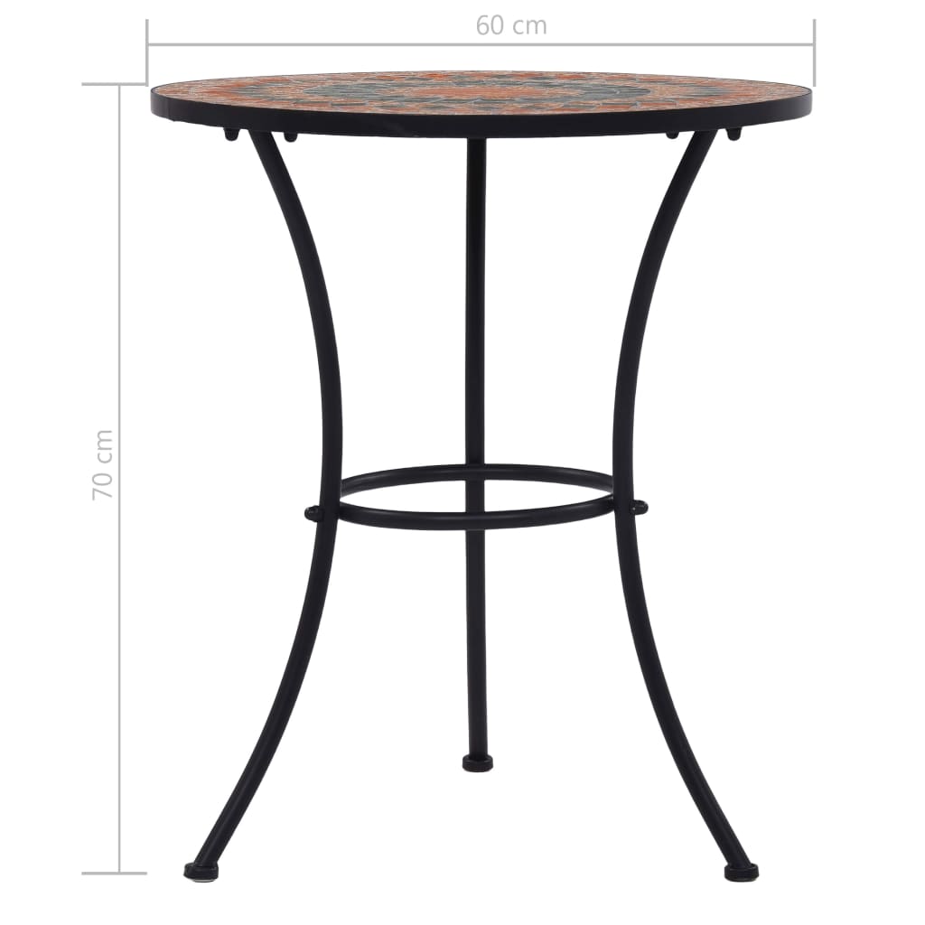 3-dijelni mozaični bistro set s pločicama narančasto-sivi