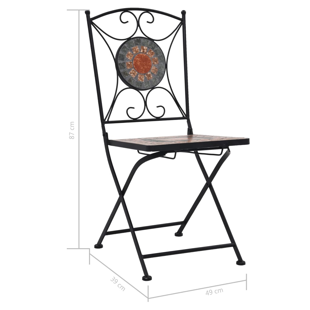 3-dijelni mozaični bistro set s pločicama narančasto-sivi
