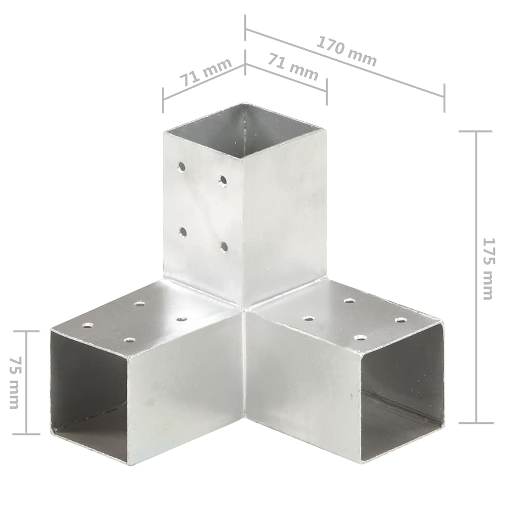 Spojnici za stupove u Y-obliku 4 kom pocinčani metal 71 x 71 mm