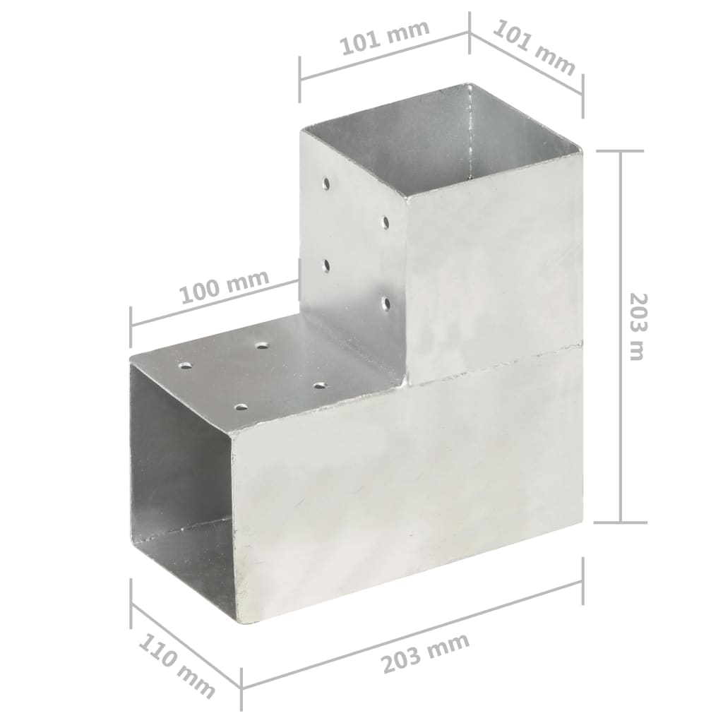 Spojnici za stupove u L-obliku 4 kom pocinčani metal 101x101 mm