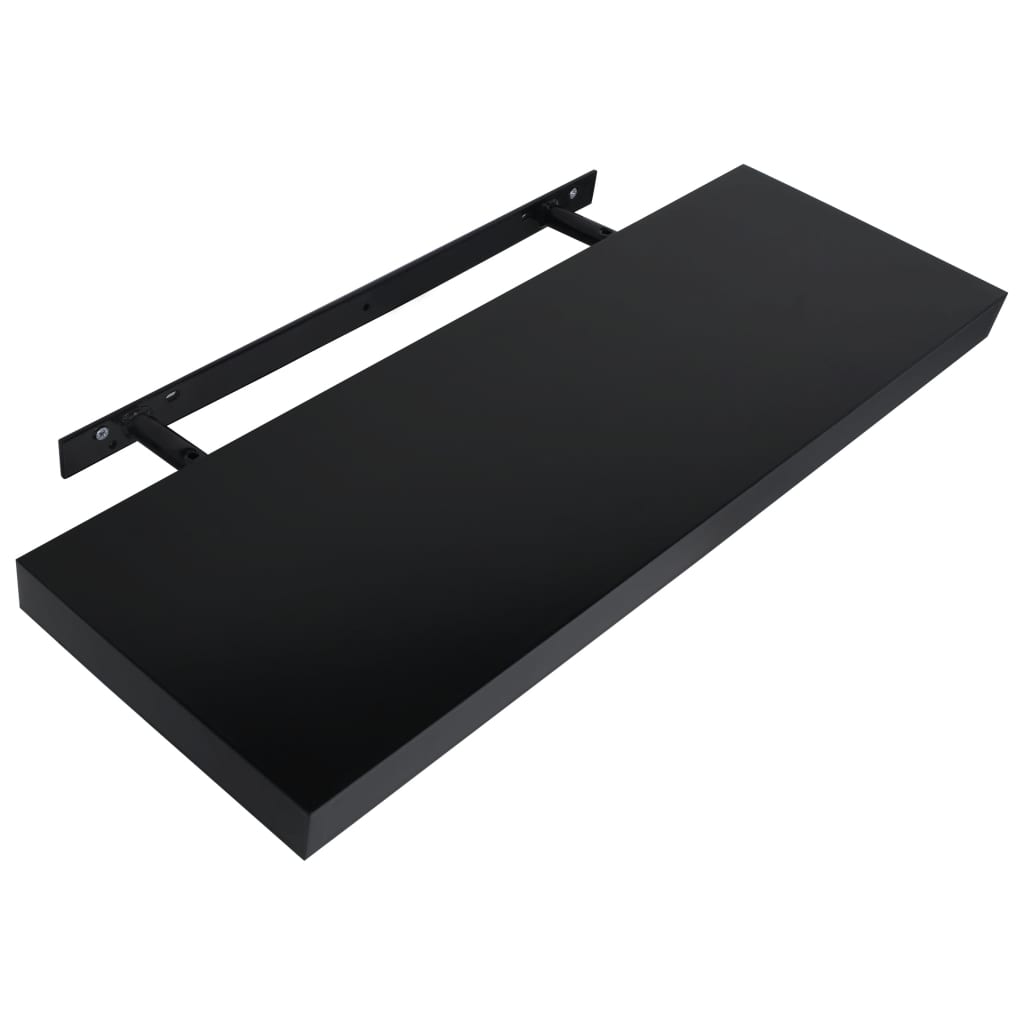 Plutajuće zidne police 2 kom crne 80 x 20 x 3,8 cm