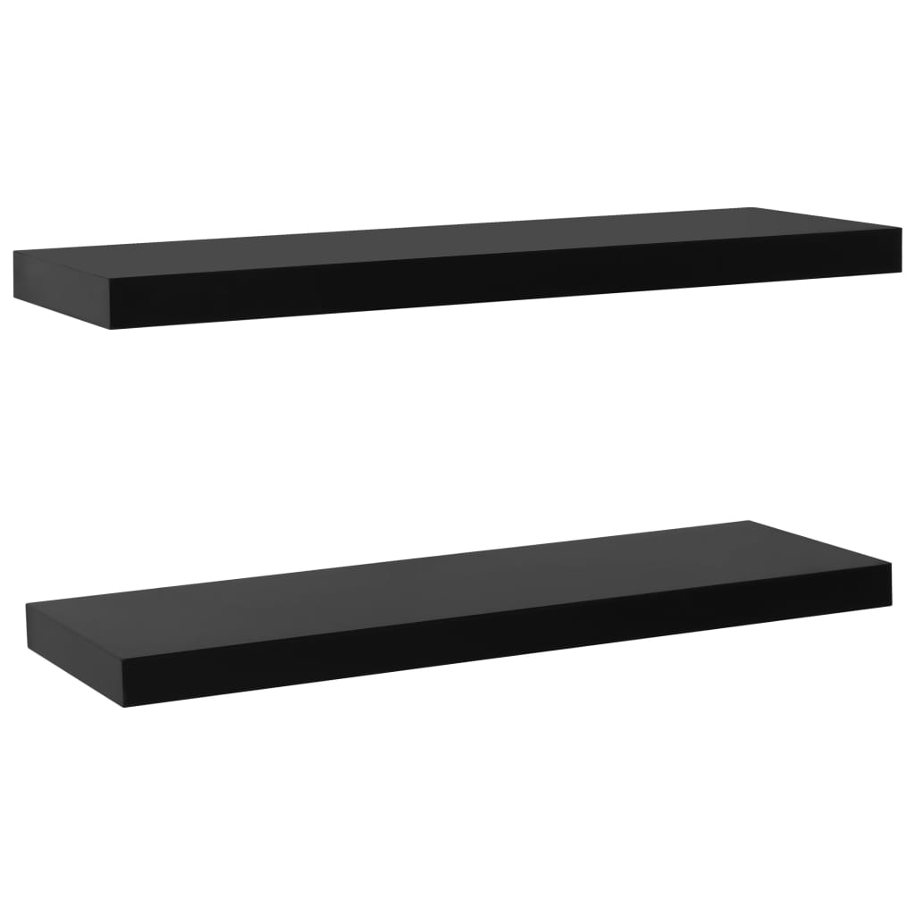 Plutajuće zidne police 2 kom crne 100 x 20 x 3,8 cm