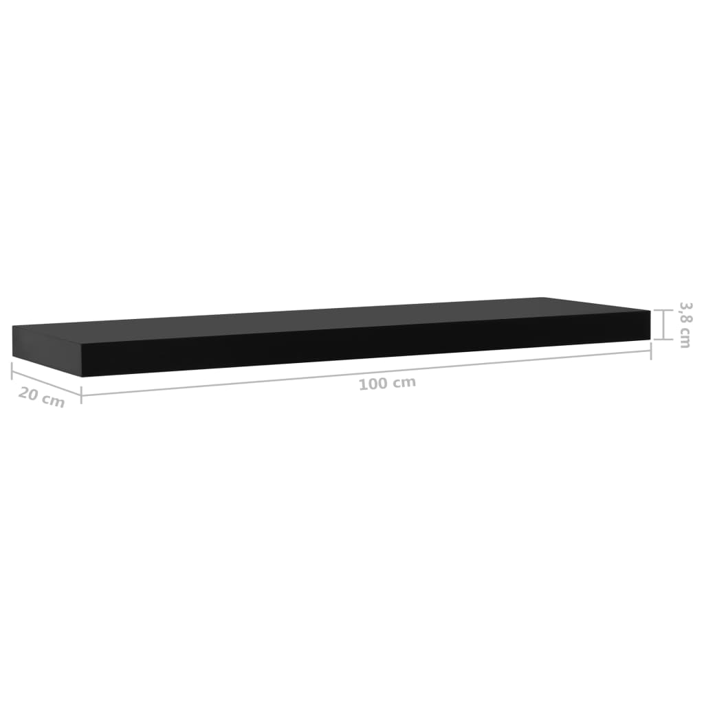 Plutajuće zidne police 2 kom crne 100 x 20 x 3,8 cm