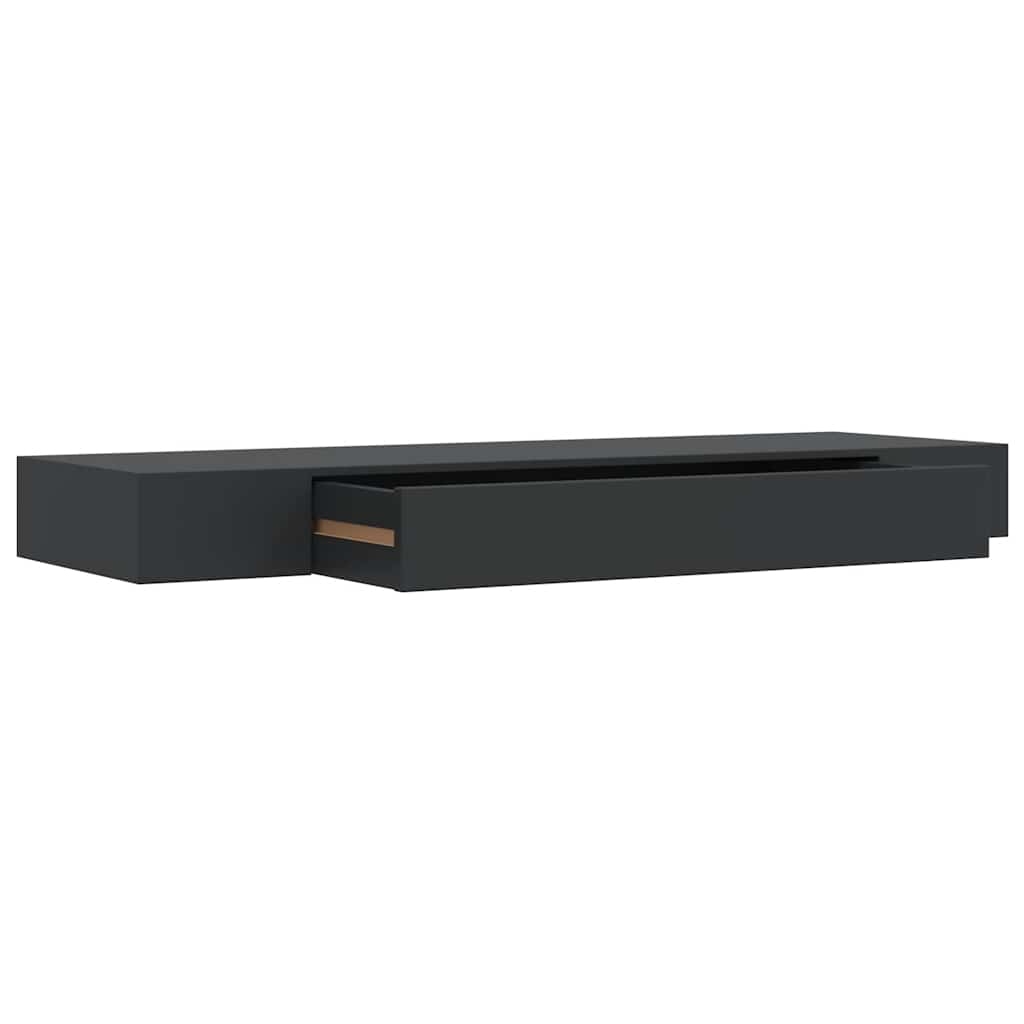 Plutajuća zidna polica s ladicom crna 80 x 25 x 8 cm
