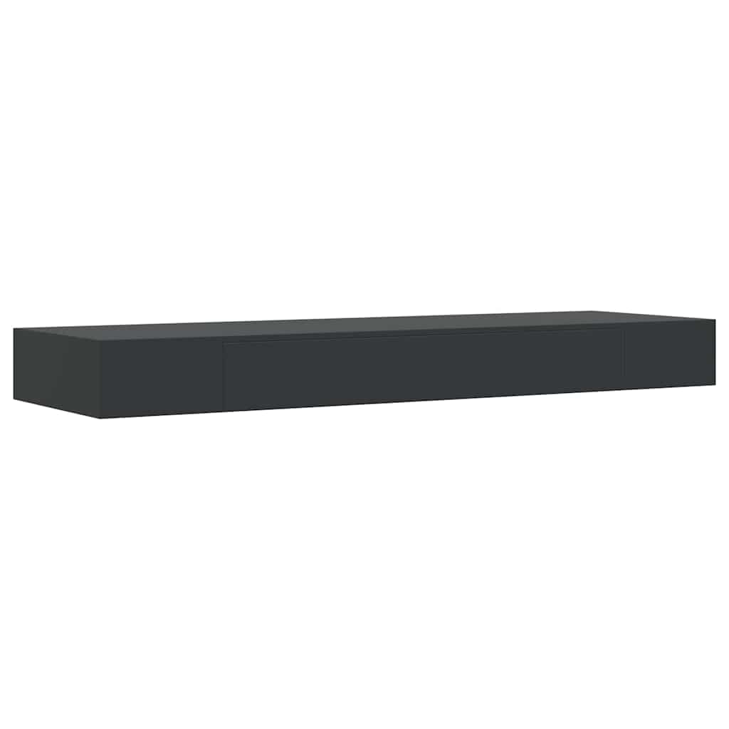 Plutajuća zidna polica s ladicom crna 80 x 25 x 8 cm