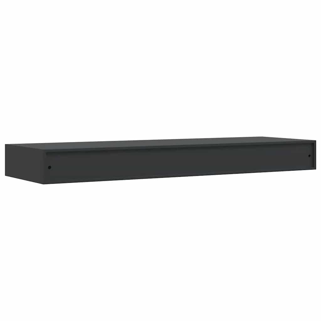 Plutajuća zidna polica s ladicom crna 80 x 25 x 8 cm