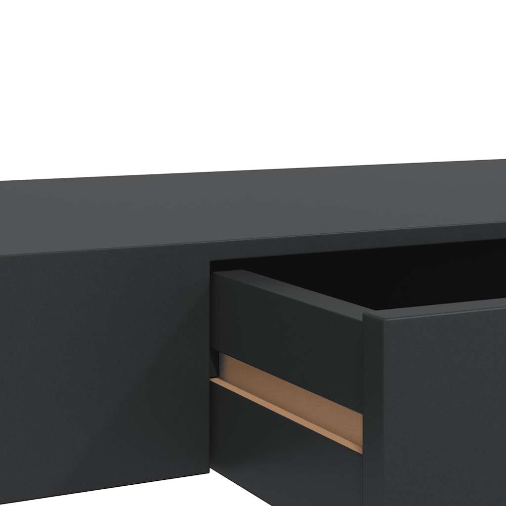 Plutajuća zidna polica s ladicom crna 80 x 25 x 8 cm