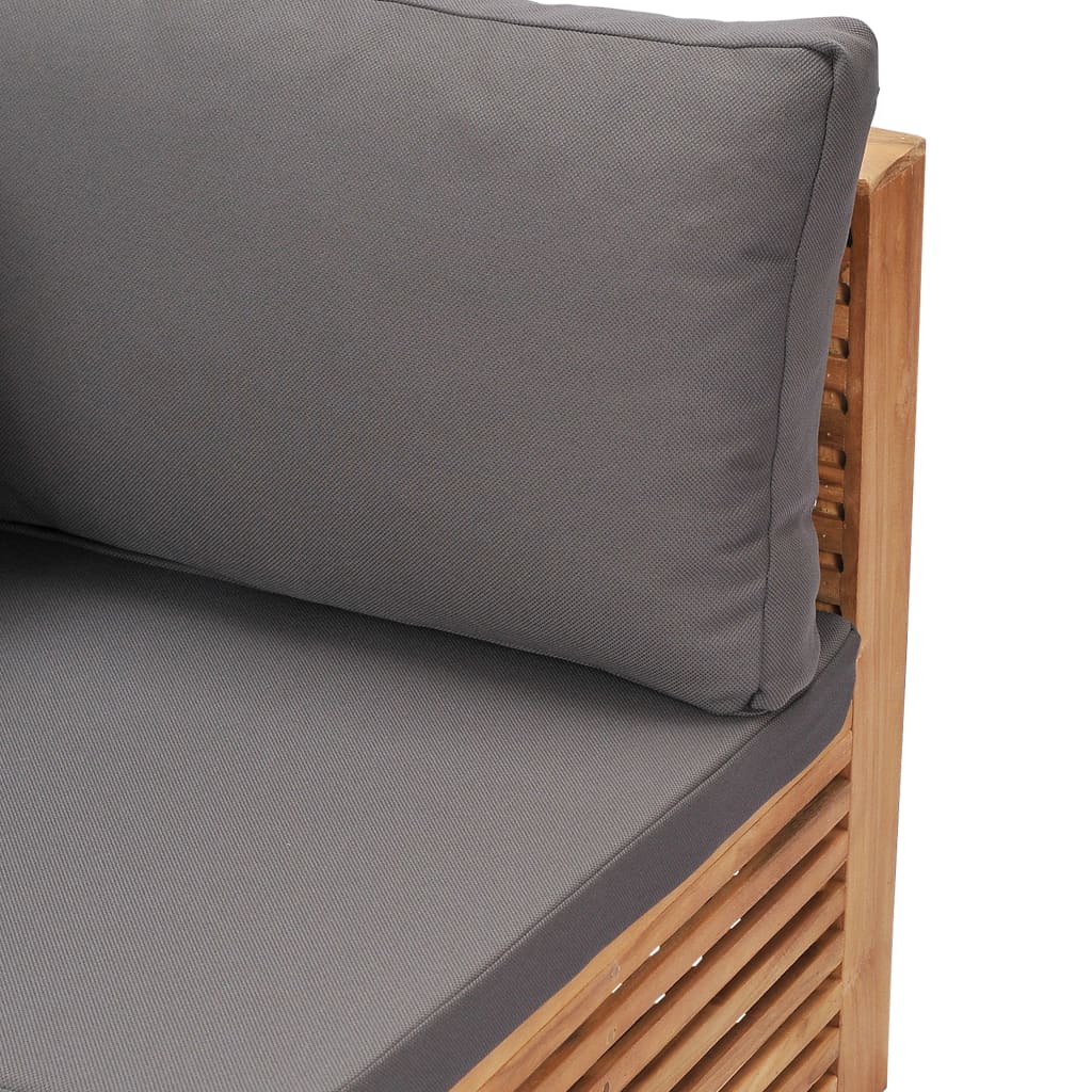 Vrtna kutna sofa sa sivim jastukom od masivne tikovine