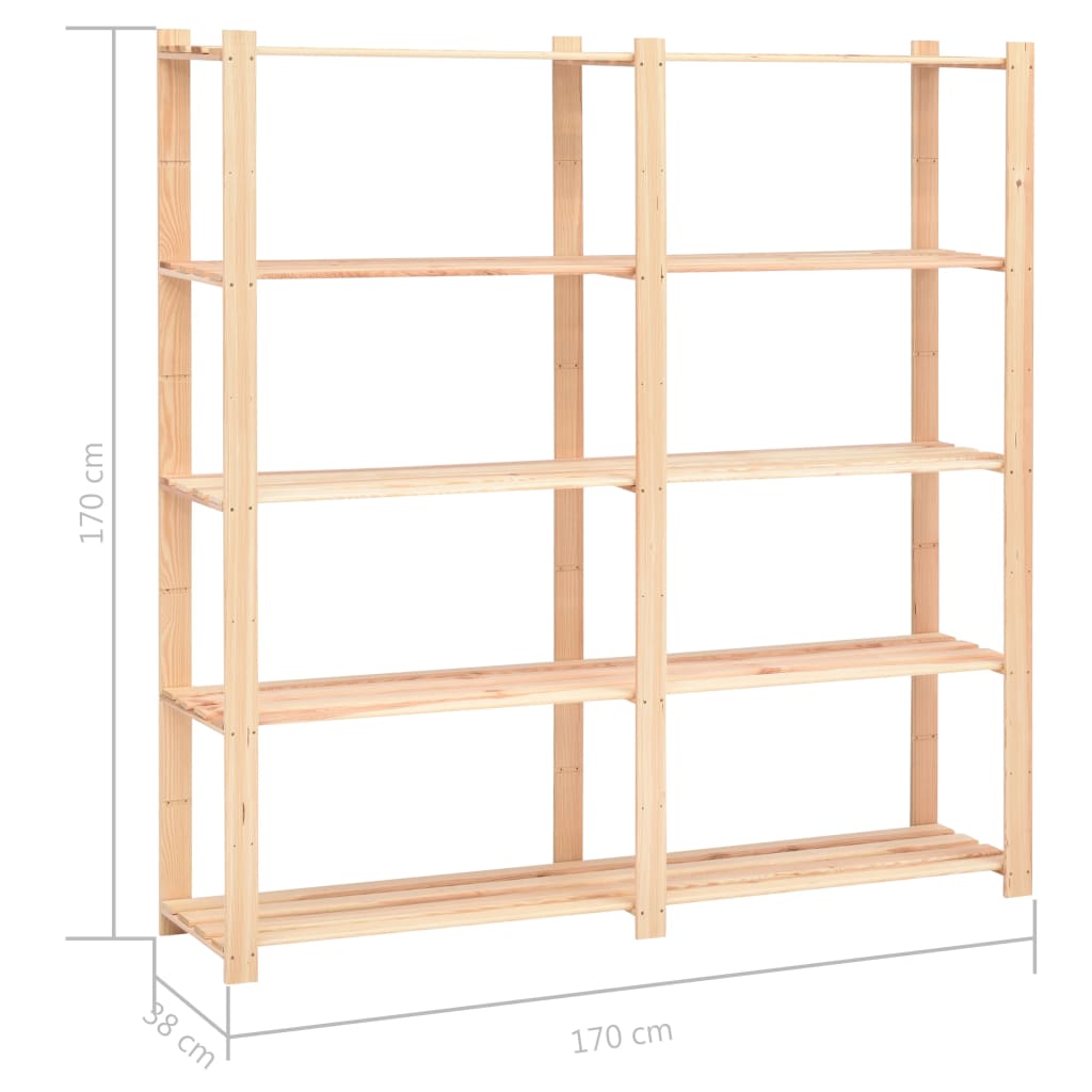 Stalci za pohranu 5 razina 2 kom 170x38x170 cm borovina 500 kg