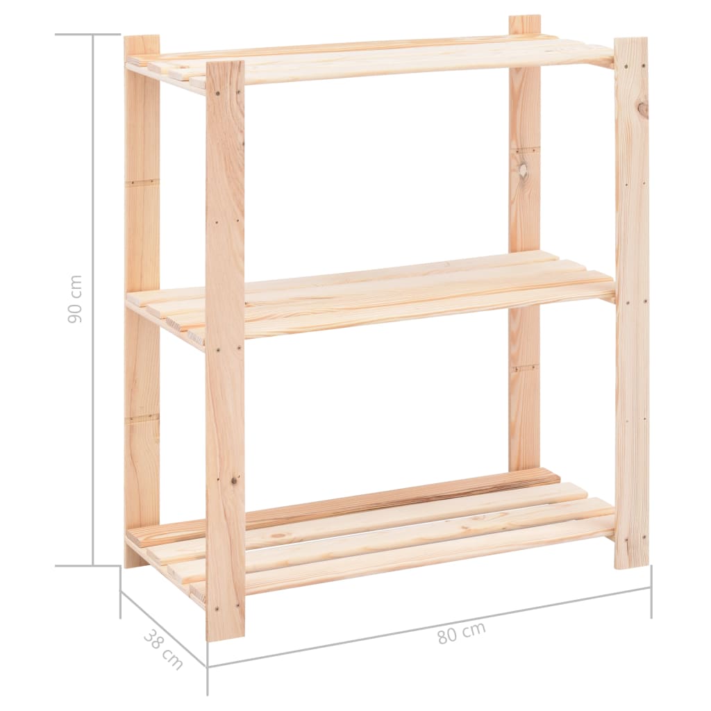 Stalci za pohranu s 3 razine 2 kom 80x38x90 cm borovina 150 kg