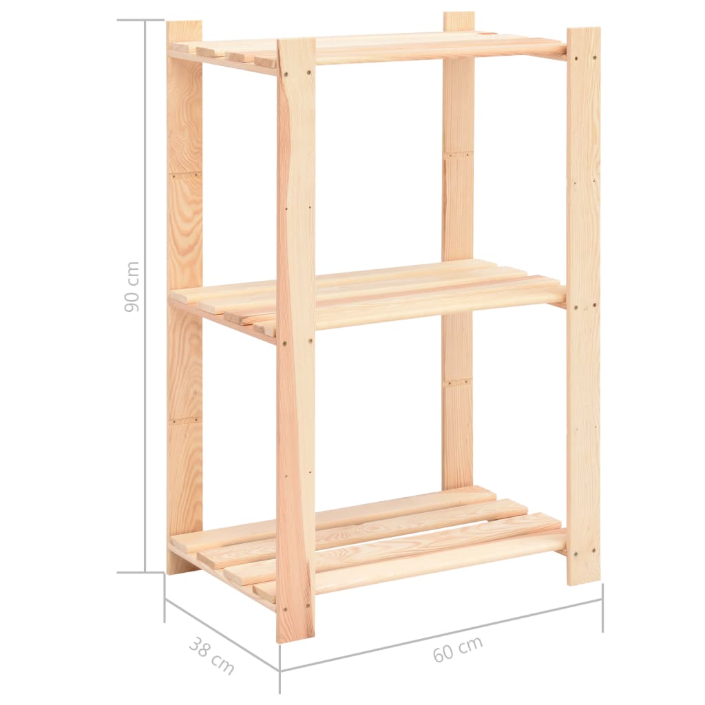 Stalci za pohranu s 3 razine 5 kom 60x38x90 cm borovina 150 kg