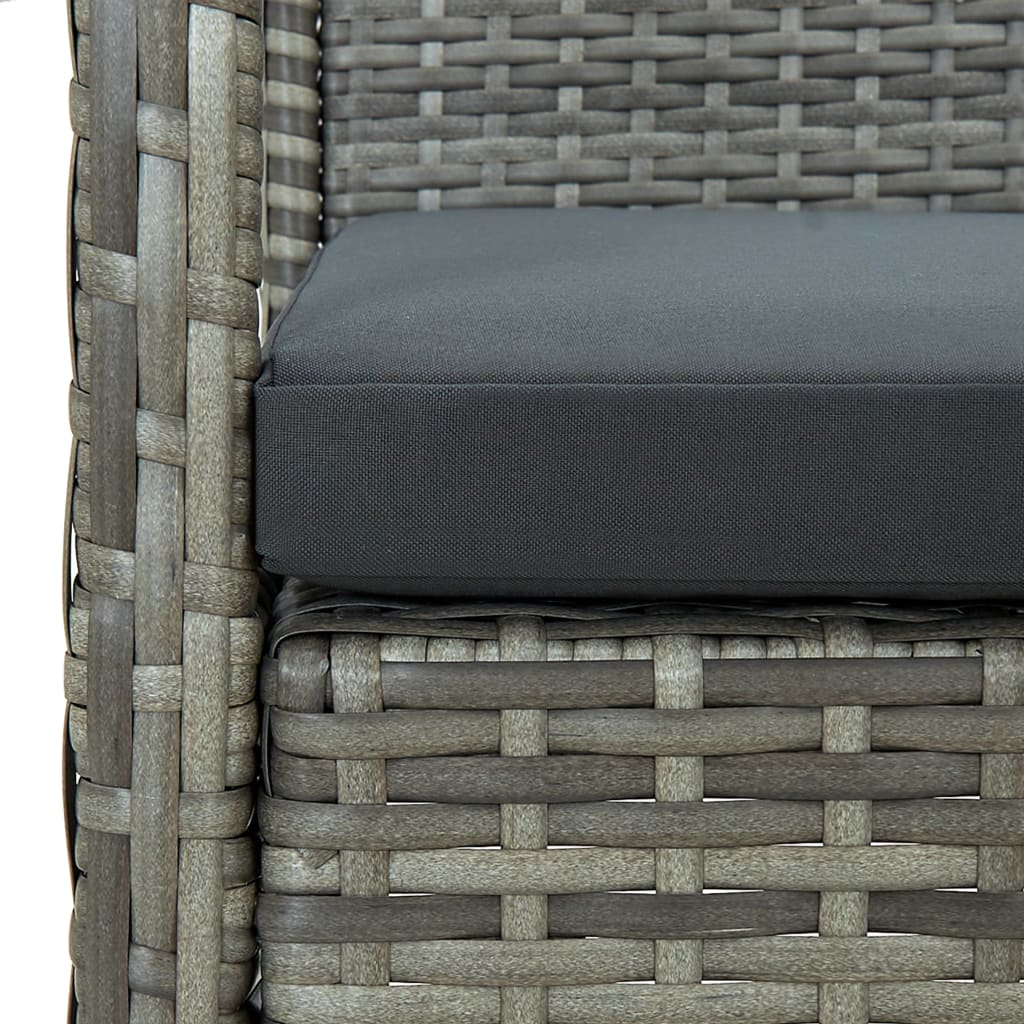 3-dijelni bistro set od poliratana s jastucima sivi