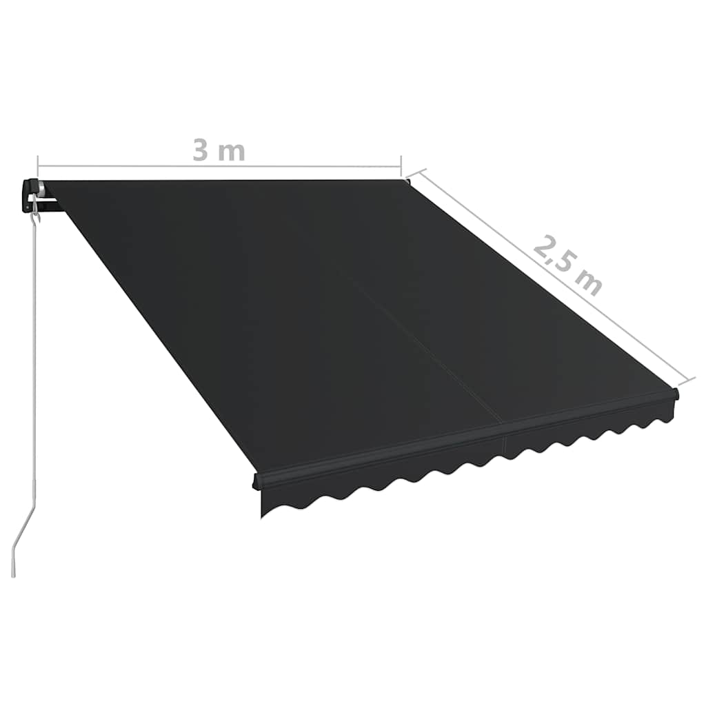 Tenda na ručno uvlačenje s LED svjetlima 300 x 250 cm antracit