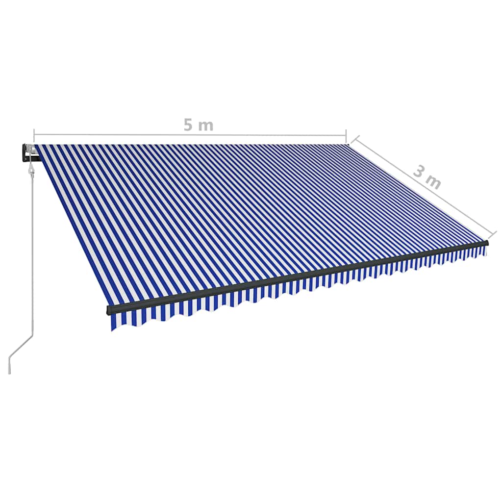 Tenda sa senzorom za vjetar LED 500 x 300 cm plavo-bijela