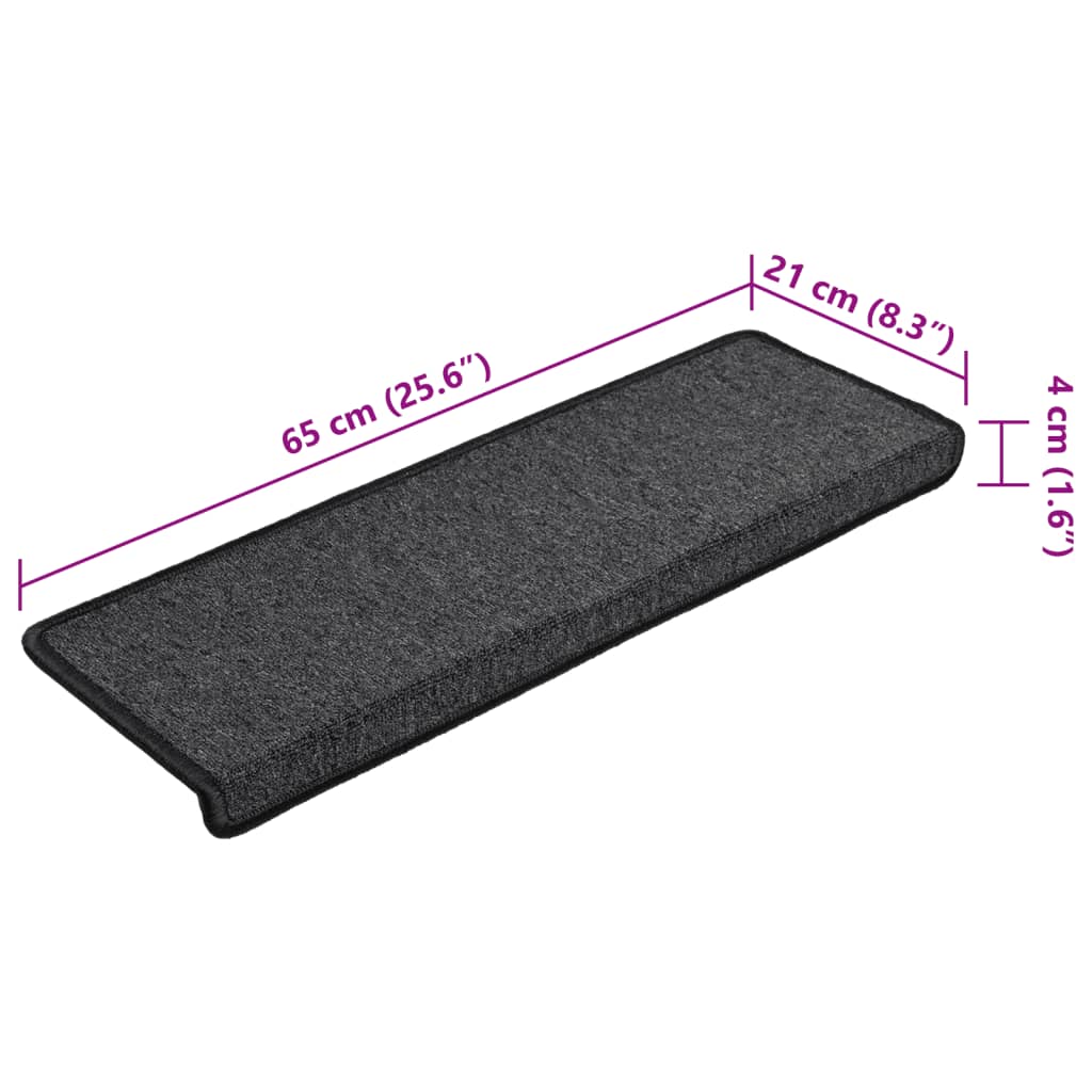Prostirke za stepenice 15 kom 65x21x4 cm antracit pravokutni rub