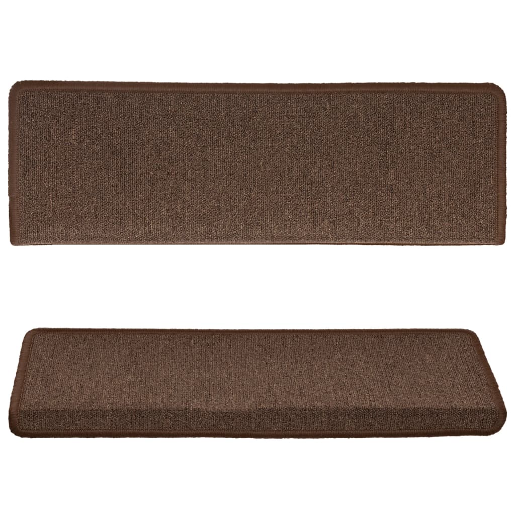 Prostirke za stepenice 15 kom 65x21x4 cm smeđe pravokutne rubove