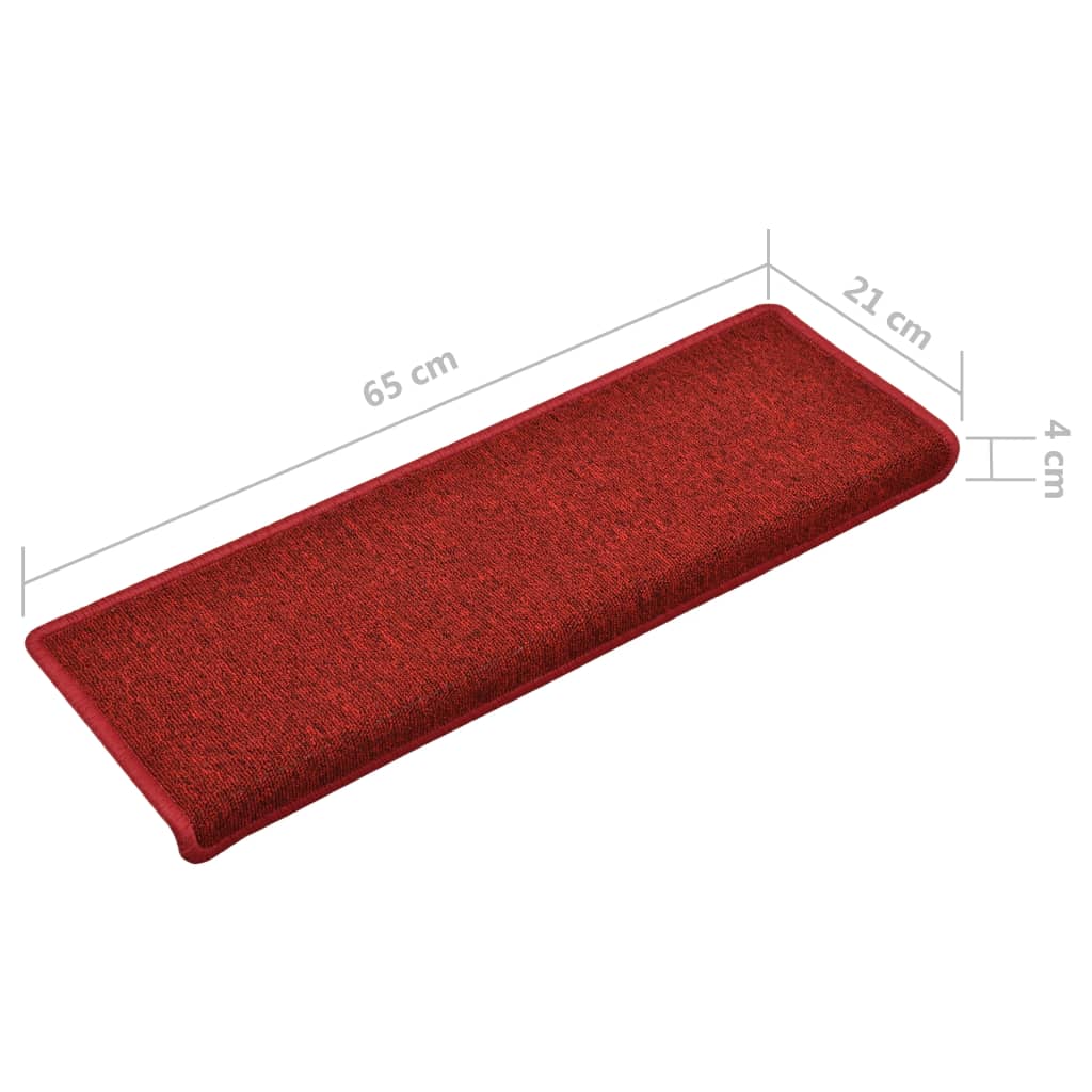 Prostirke za stepenice 15 kom 65x21x4 cm crvene pravokutni rub