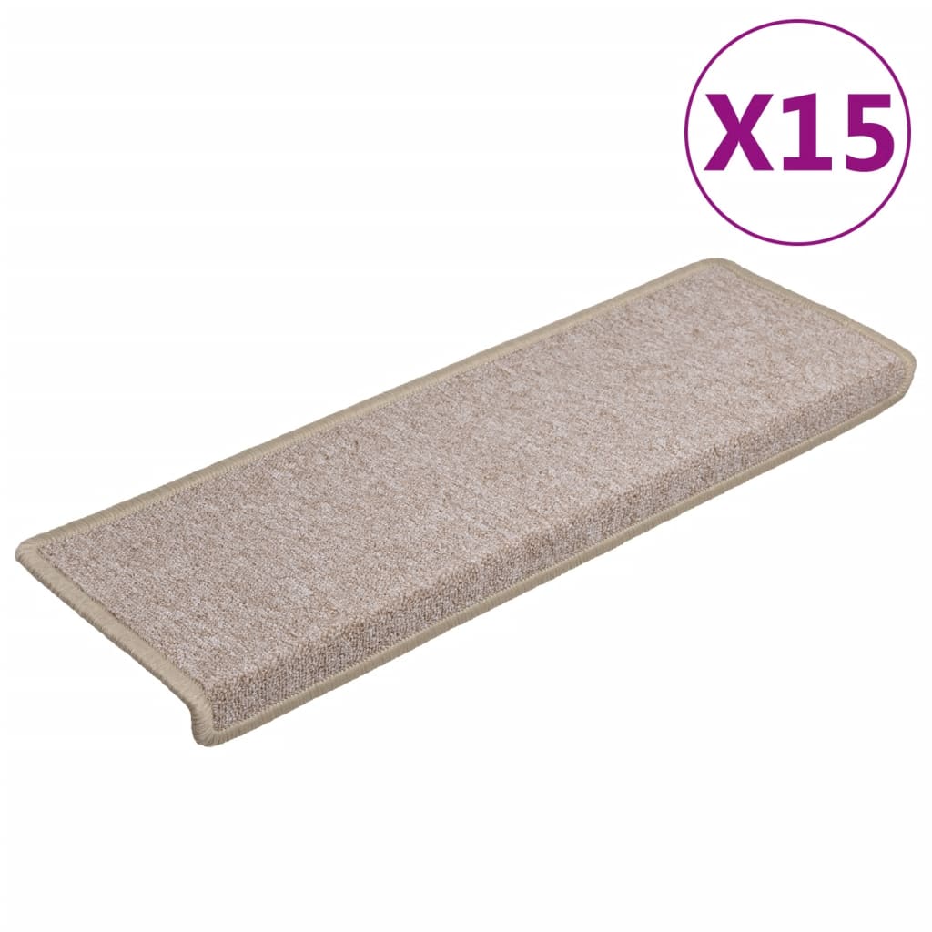 Prostirke za stepenice 15 kom 65x21x4 cm taupe pravokutni rub