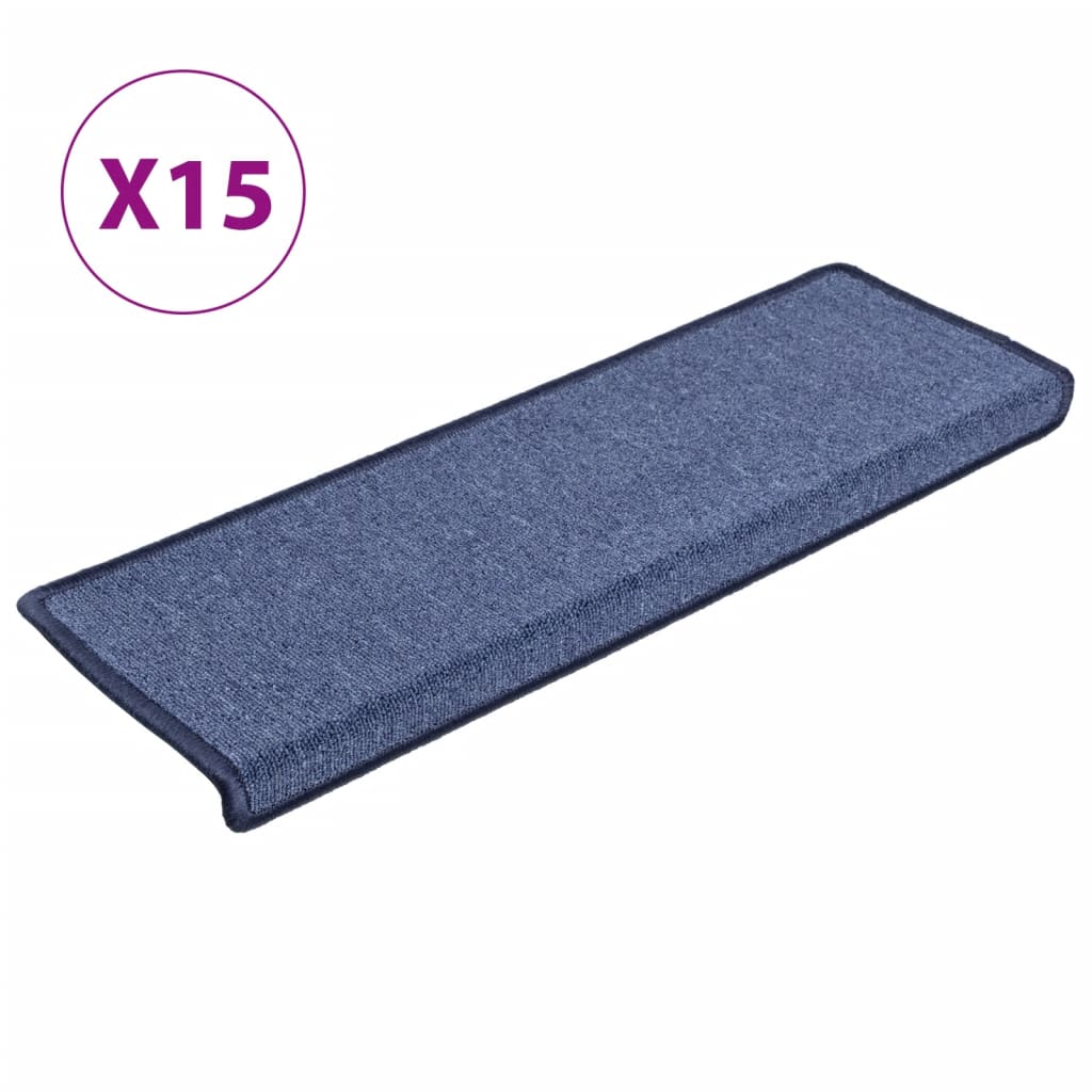 Prostirke za stepenice 15 kom 65x21x4 cm plave pravokutne rubove