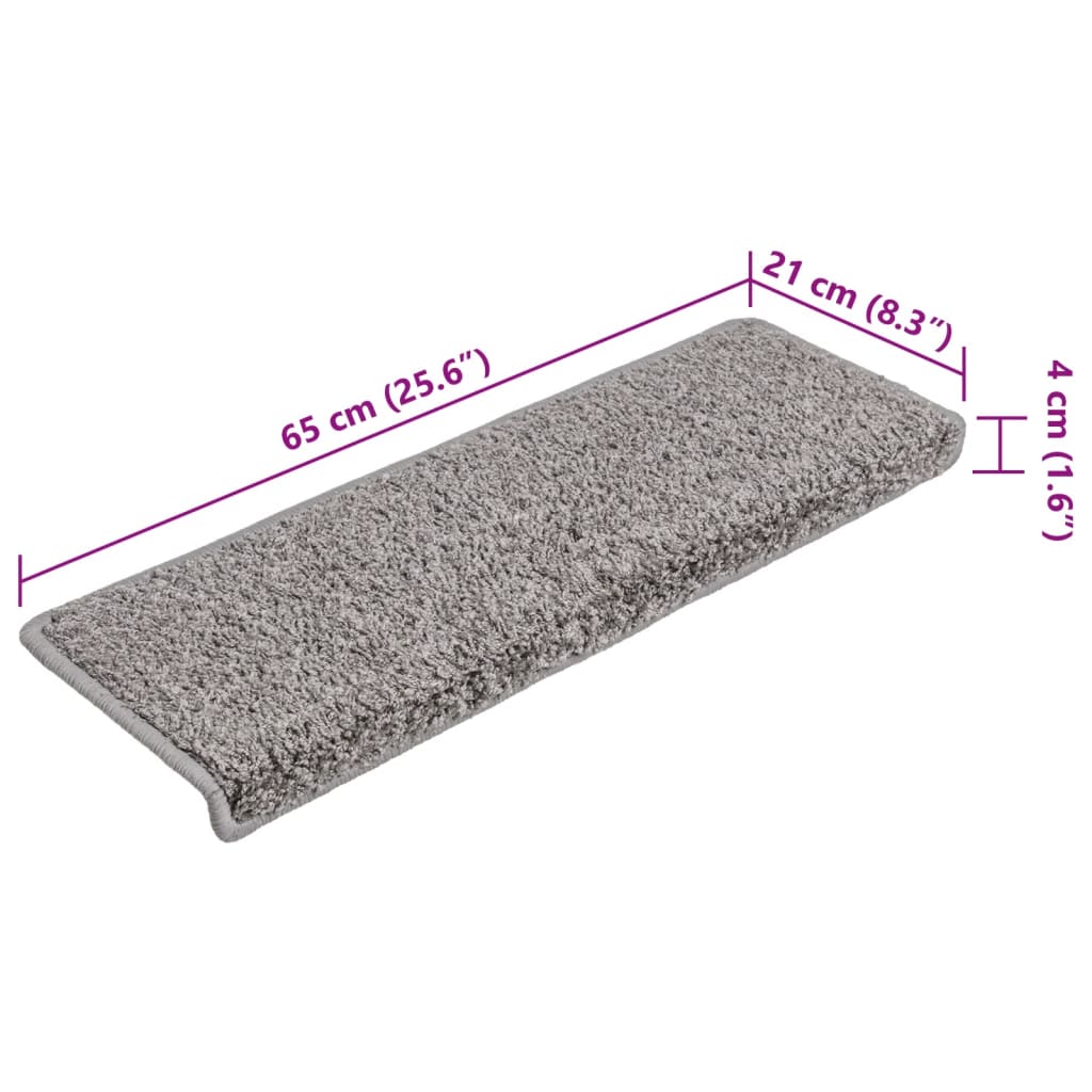Prostirke za stepenice 15 kom 65x21x4 cm sive s pravokutnim rubom