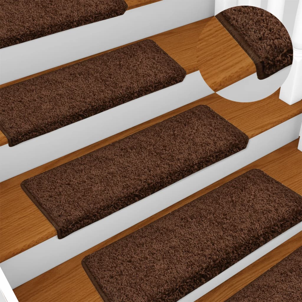 Prostirke za stepenice 15 kom 65x21x4 cm smeđe pravokutne rubove