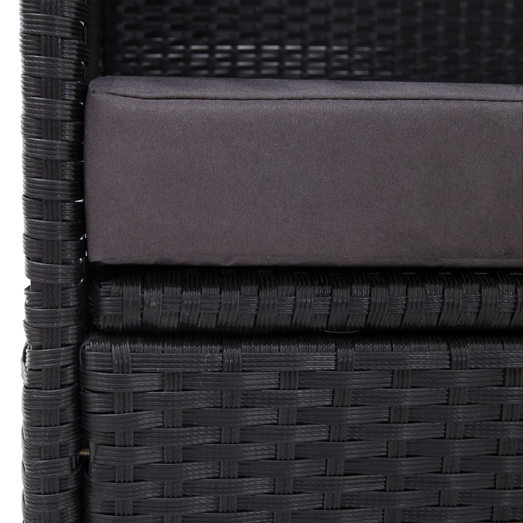 Vanjski kauč na razvlačenje s krovom od poliratana crni