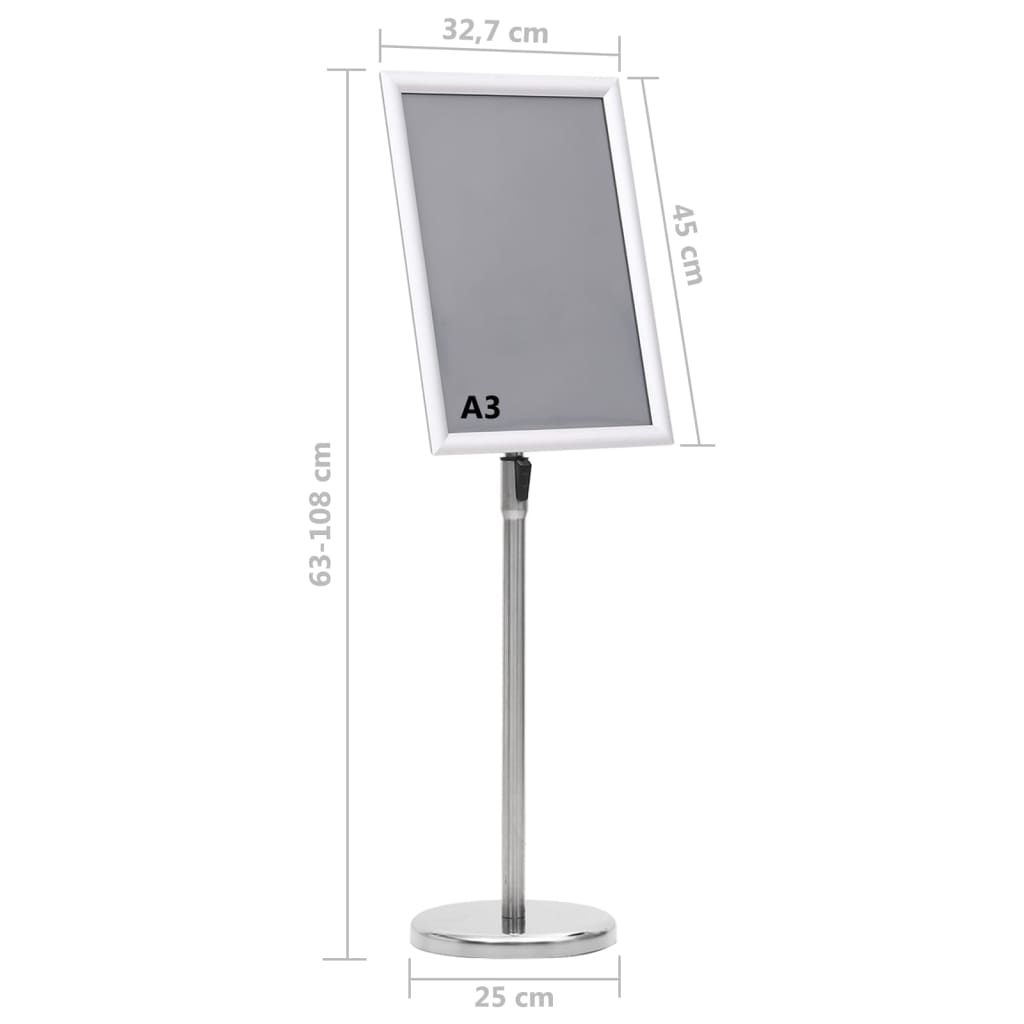 Stalak za plakate A3 s postoljem srebrni od aluminijske legure