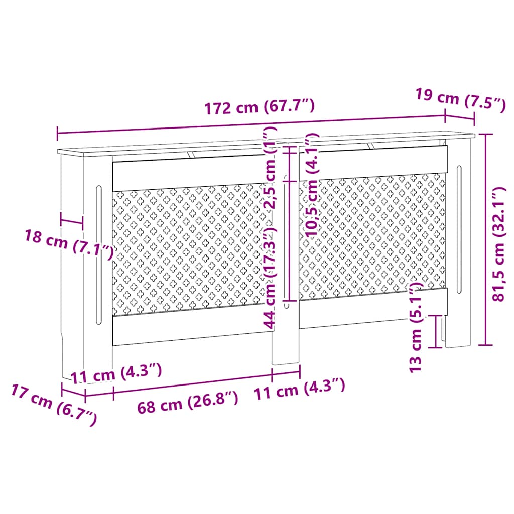 Pokrovi za radijator 2 kom bijeli 172 x 19 x 81,5 cm MDF