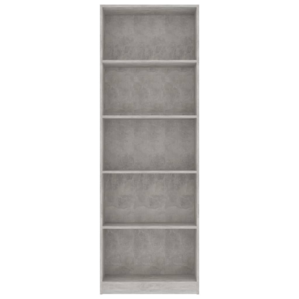 Ormarić za knjige s 5 razina boja betona 60x24x175 cm drveni