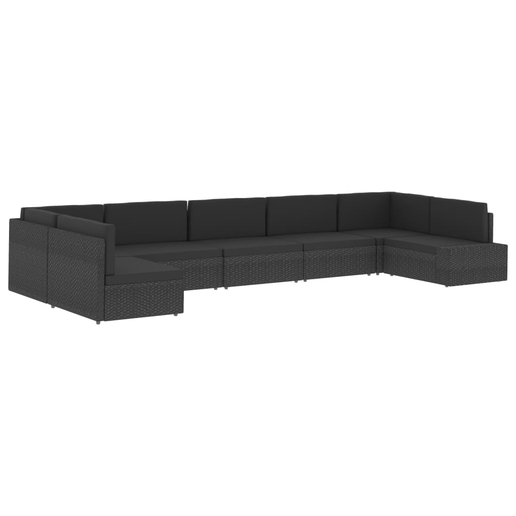Modularna srednja sofa od poliratana crna