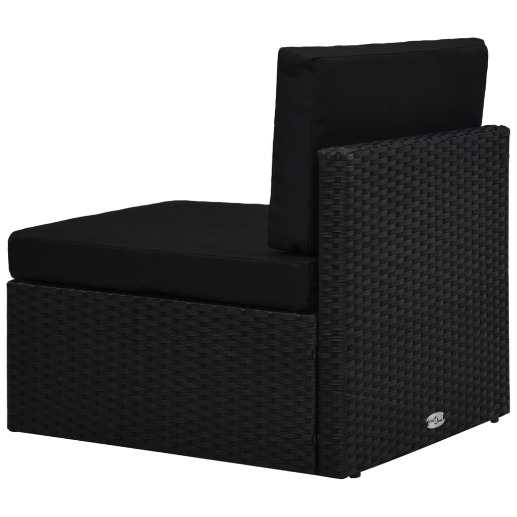 Modularna srednja sofa od poliratana crna