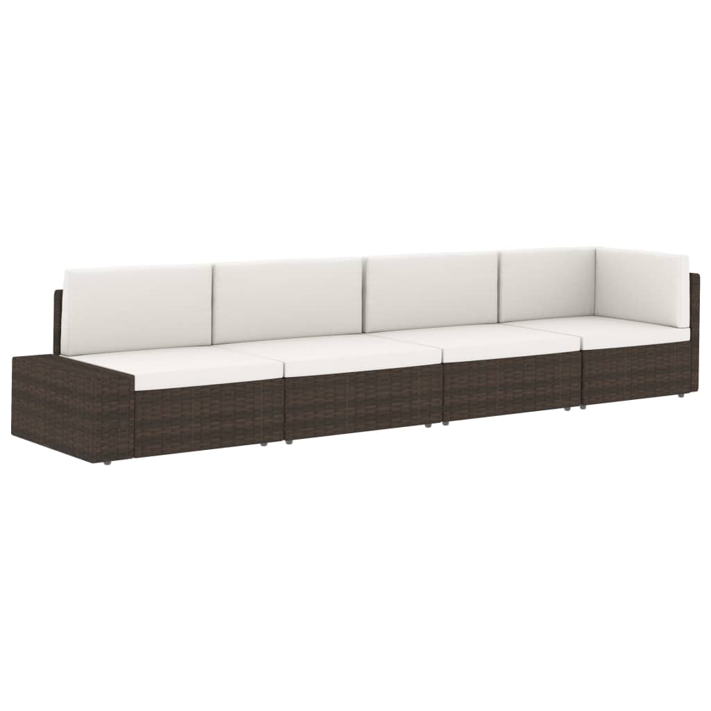 Modularna srednja sofa od poliratana crna