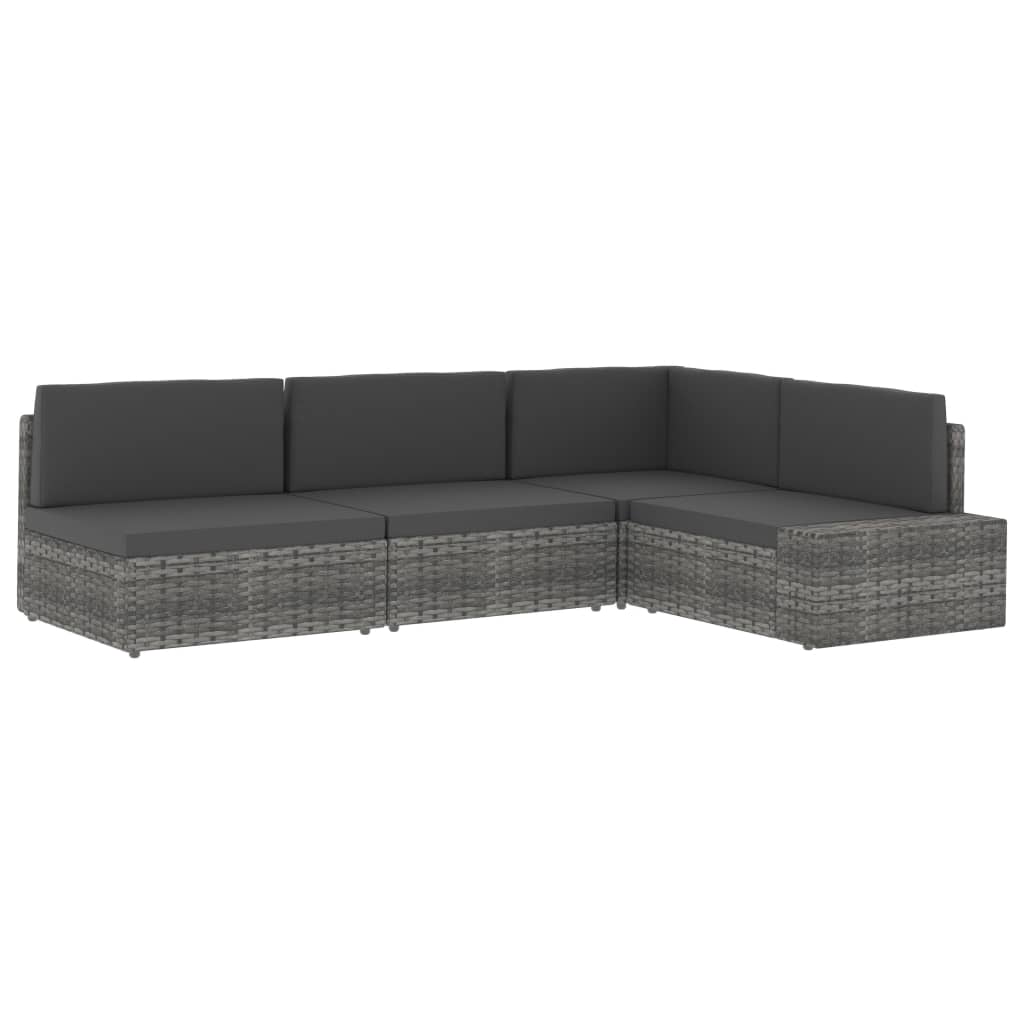 Modularna kutna sofa od poliratana s lijevim naslonom crna