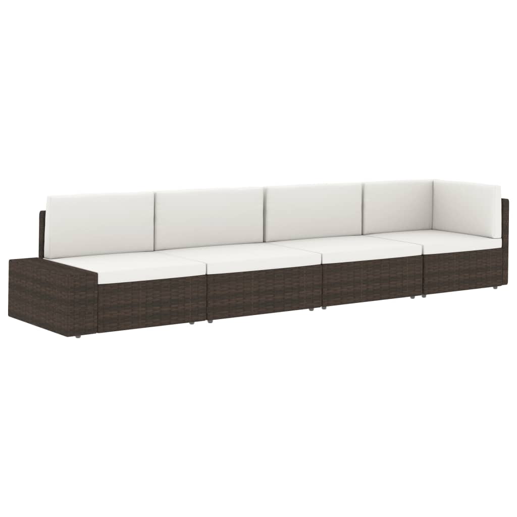 Modularna kutna sofa od poliratana s lijevim naslonom crna