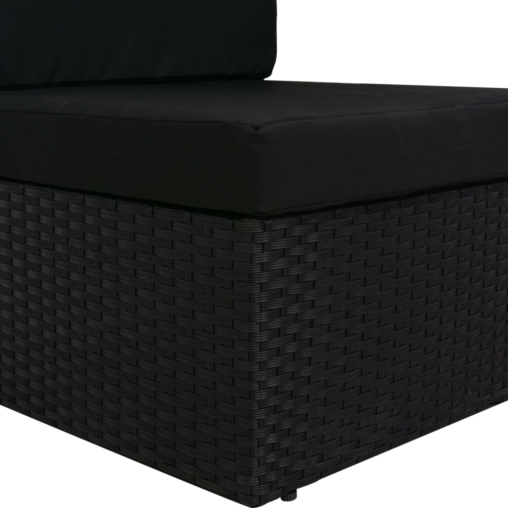 Modularna kutna sofa od poliratana s desnim naslonom crna