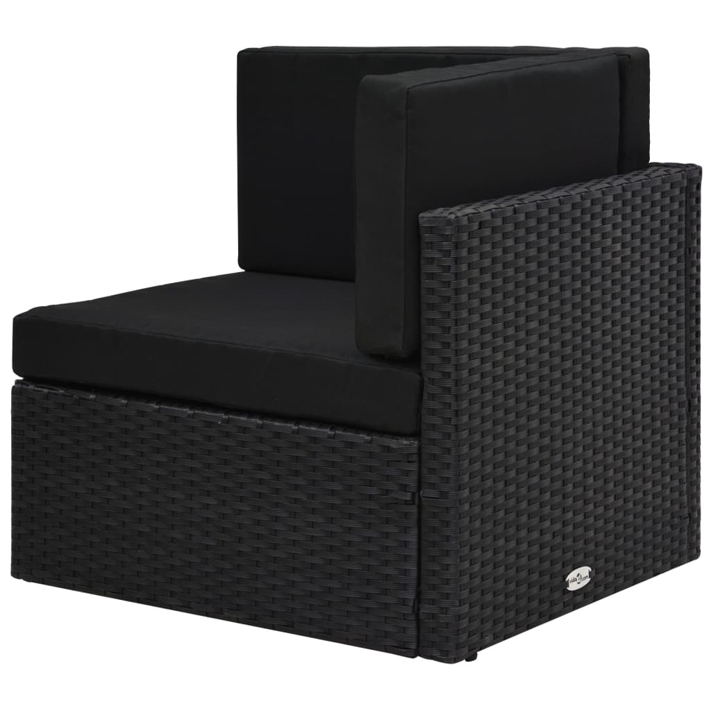 Modularna kutna sofa od poliratana crna