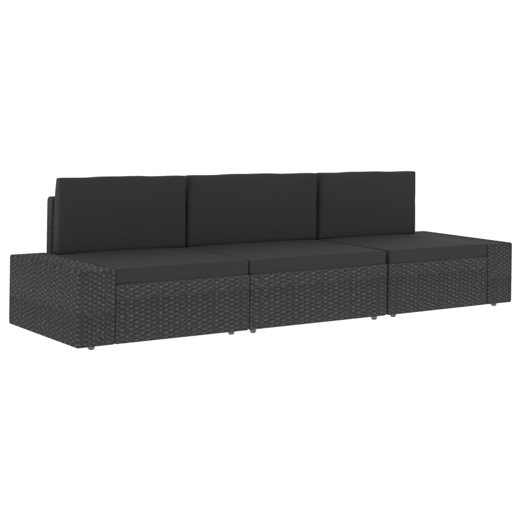 Modularni dvosjed od poliratana crni
