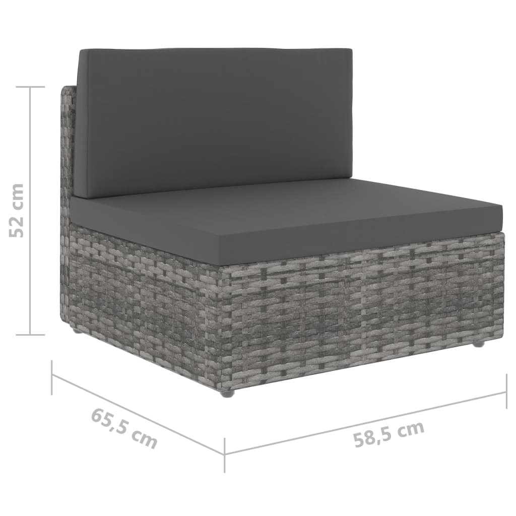 Modularna srednja sofa od poliratana siva