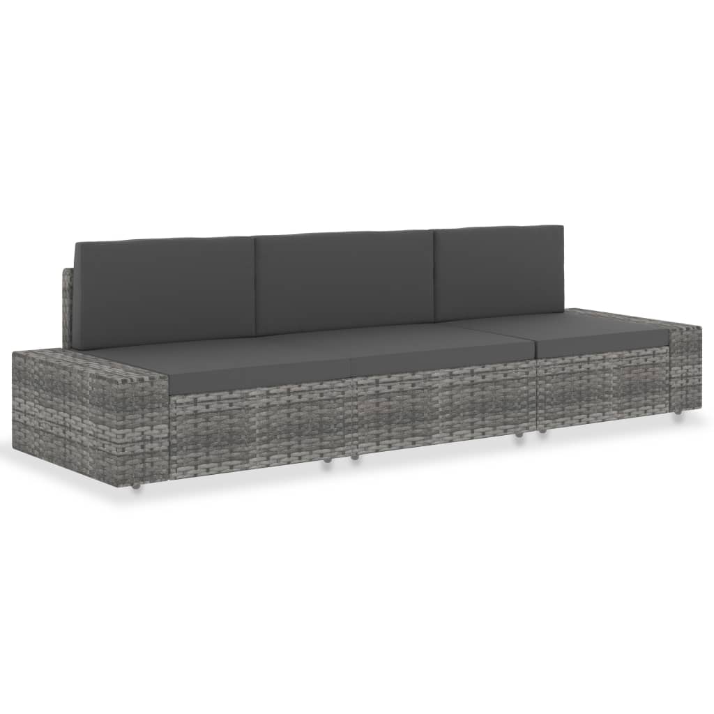 Modularni trosjed od poliratana sivi