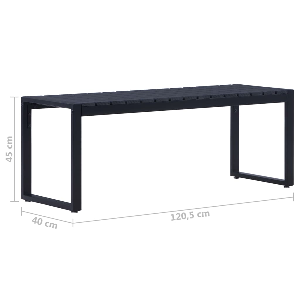 Vrtna klupa od PS ploče 120,5 cm crna