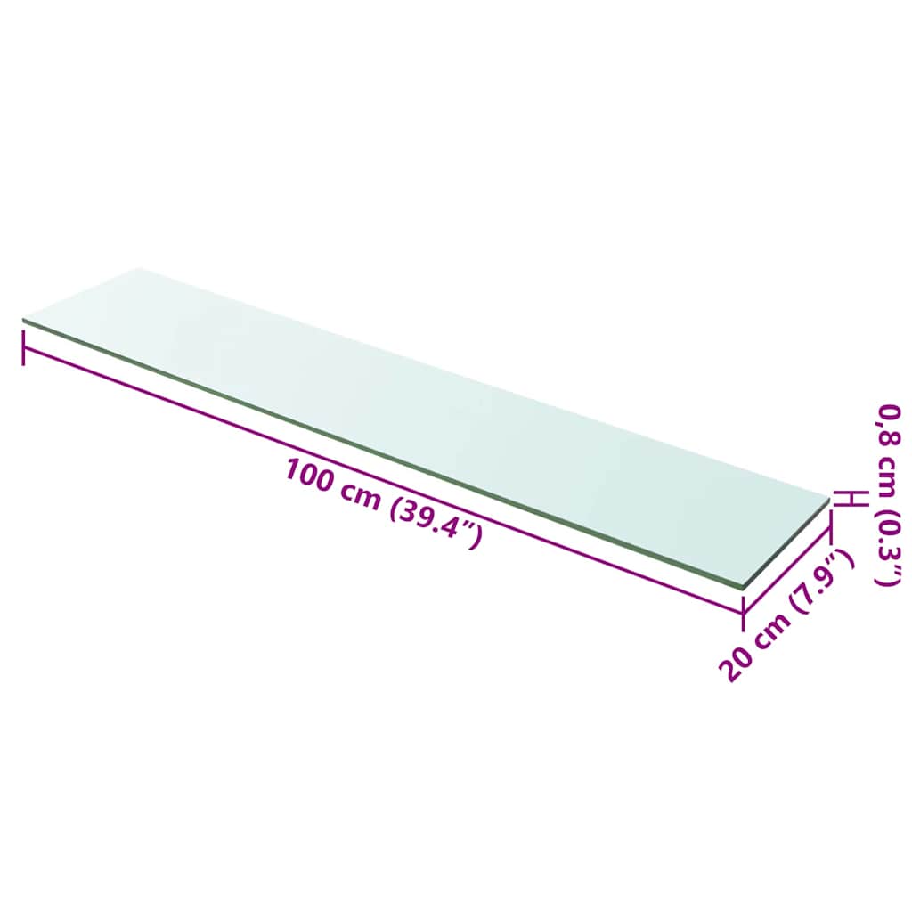 Ploče za police 2 kom staklene prozirne 100 x 20 cm