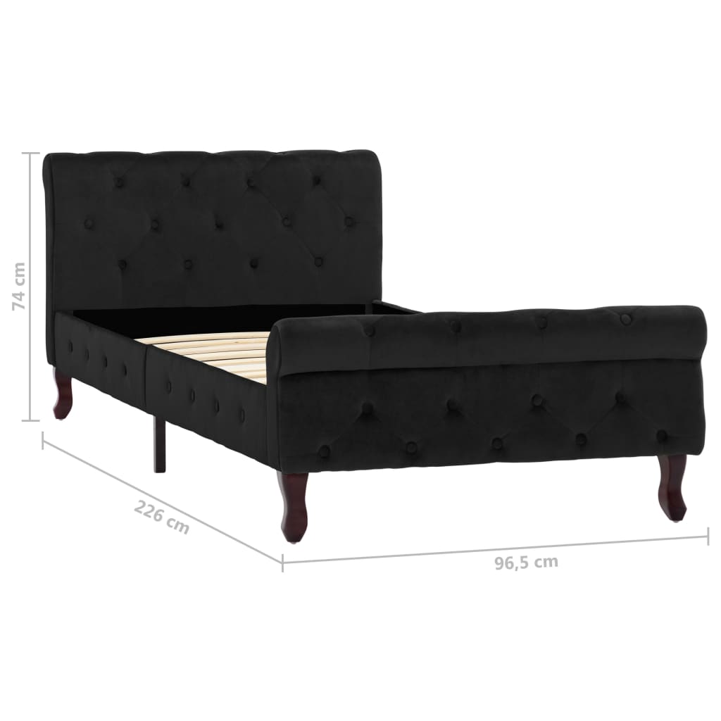 Okvir za krevet crni baršunasti 90 x 200 cm