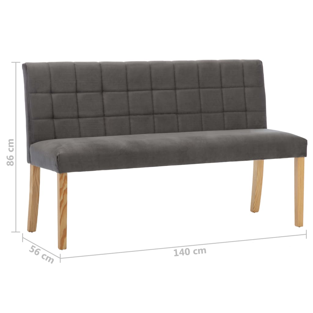 Klupa 140 cm siva baršunasta