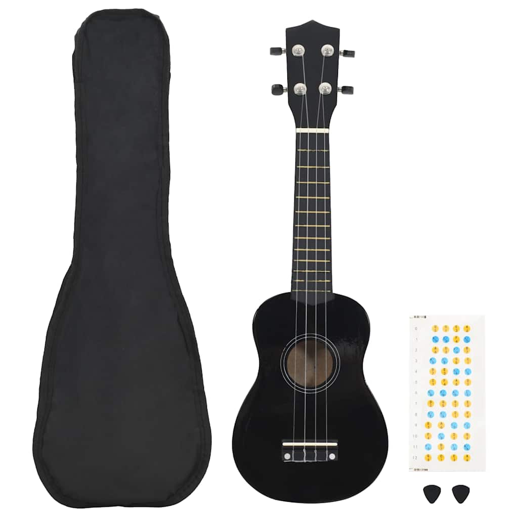 Set dječjeg ukulelea Soprano s torbom crni 21 "