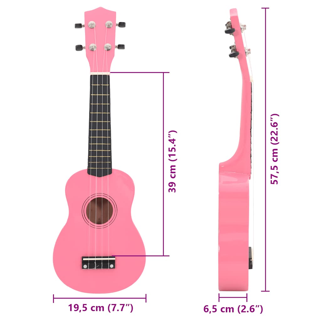 Set dječjeg ukulelea Soprano s torbom ružičasti 23 "