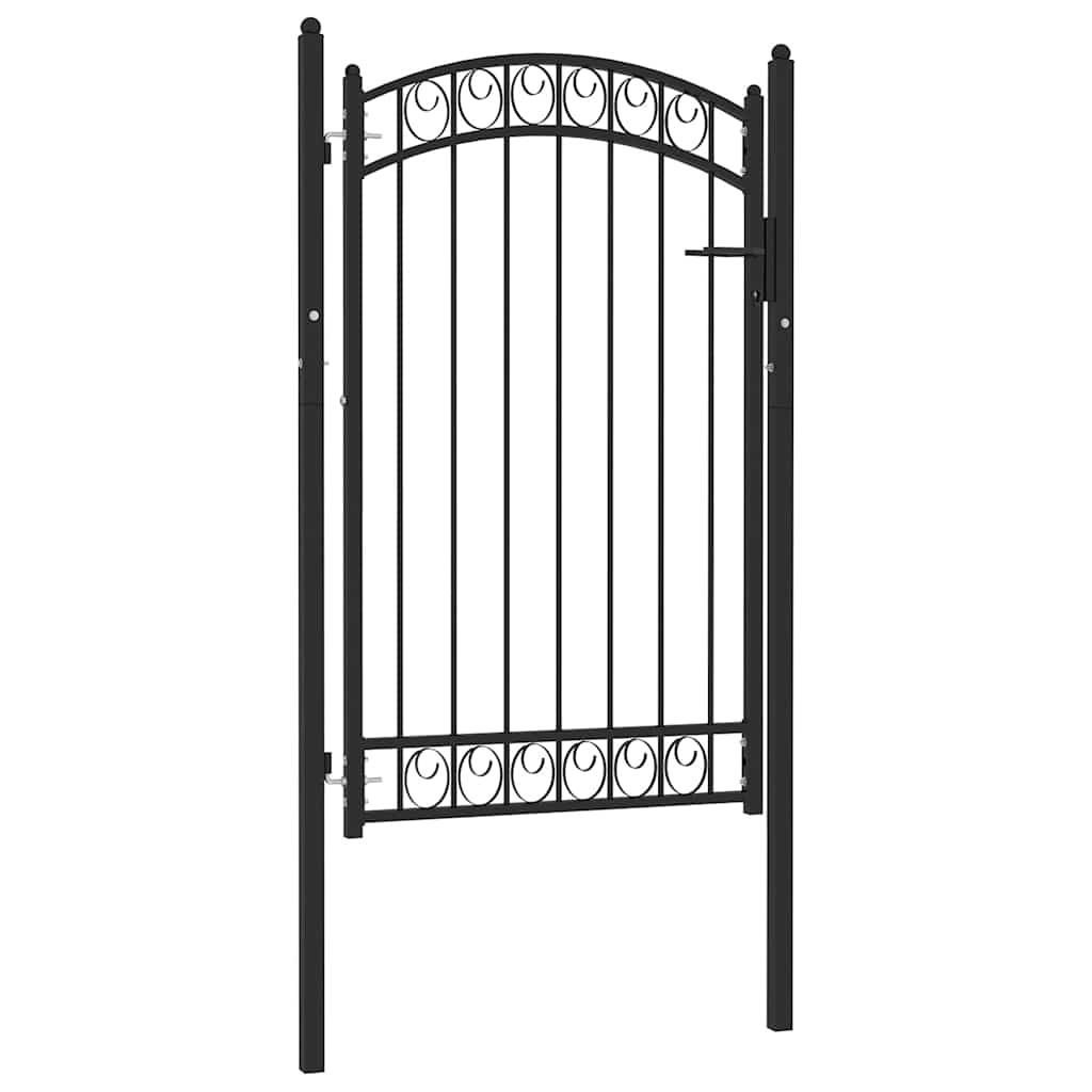 Vrata za ogradu EMMEN s lučnim vrhom čelik 100x106 cm crna