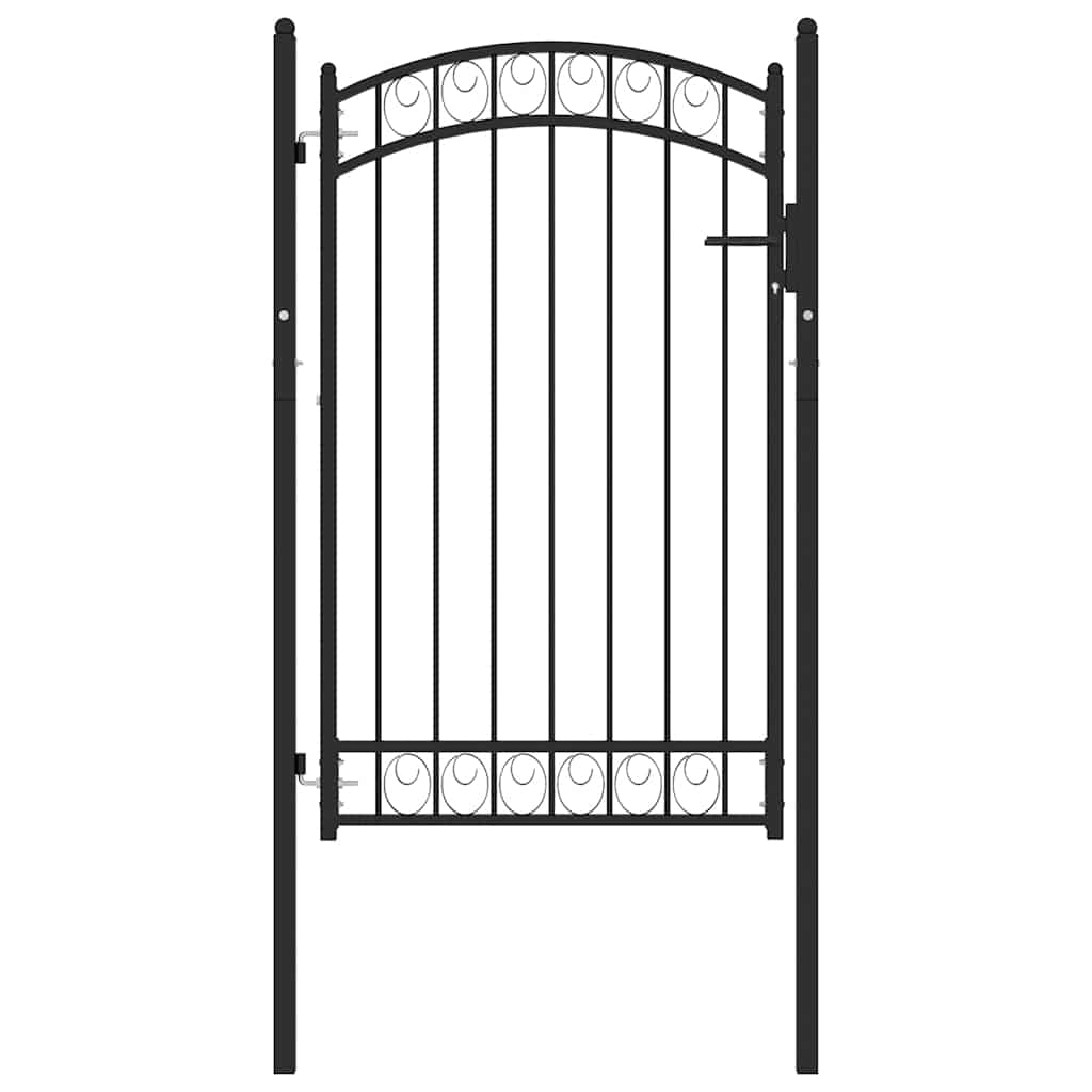 Vrata za ogradu EMMEN s lučnim vrhom čelik 100x106 cm crna