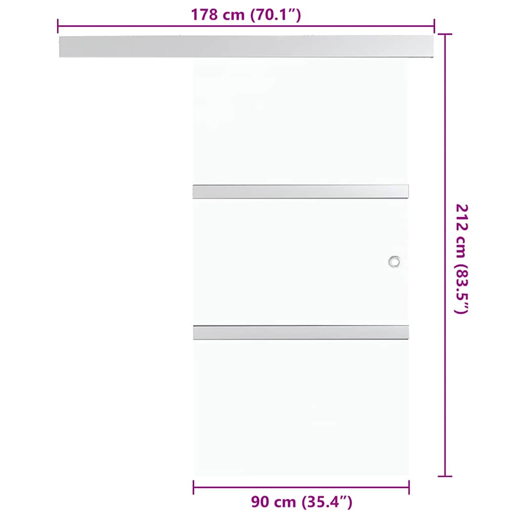 Klizna vrata od stakla ESG i aluminija 90 x 212 cm srebrna
