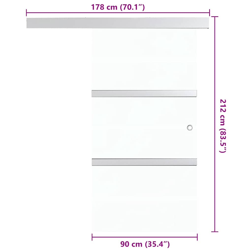 Klizna vrata od stakla ESG i aluminija 90 x 205 cm srebrna